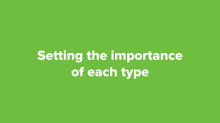Setting the importance
of each type
 