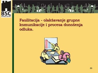 Fasilitacija - olakšavanje grupne komunikacije i procesa donošenja odluka. 