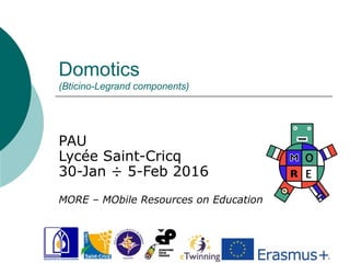 Domotics
(Bticino-Legrand components)
PAU
Lycée Saint-Cricq
30-Jan ÷ 5-Feb 2016
MORE – MObile Resources on Education
 