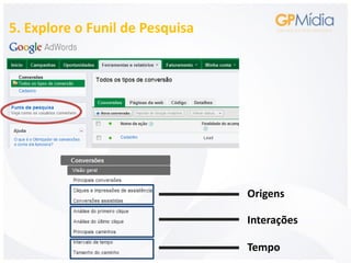 5. Explore o Funil de Pesquisa




                                 Origens

                                 Interações

                                 Tempo
 
