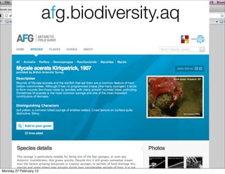 afg.biodiversity.aq




Monday 27 February 12
 