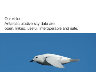 Our vision:
Antarctic biodiversity data are
open, linked, useful, interoperable and safe.
 