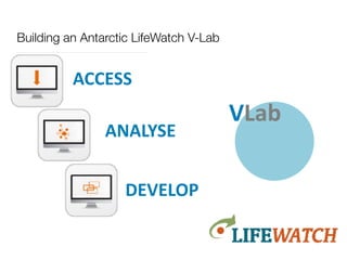 Building an Antarctic LifeWatch V-Lab
ACCESS
ANALYSE
DEVELOP
VLab
 