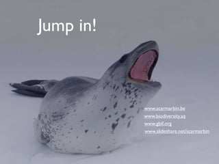 Jump in!



           www.scarmarbin.be
           www.biodiversity.aq
           www.gbif.org
           www.slideshare.net/scarmarbin
 