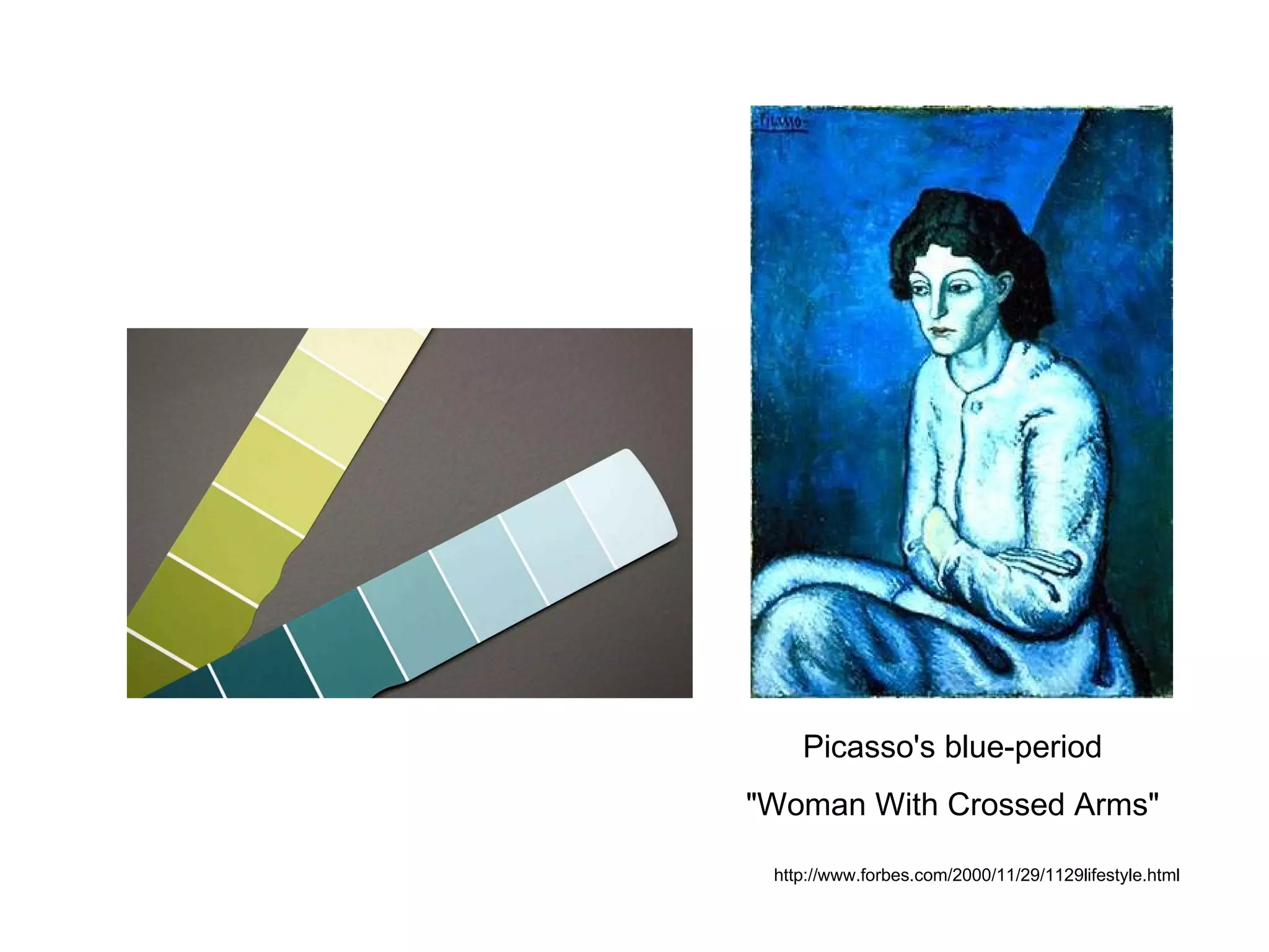 Picasso's blue-period  "Woman With Crossed Arms"  http://www.forbes.com/2000/11/29/1129lifestyle.html 