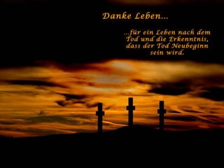 Danke Leben… … für ein Leben nach dem Tod und die Erkenntnis, dass der Tod Neubeginn sein wird. 