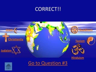CORRECT!!


   Islam                                    Buddhism


    Christianity
                                      ...