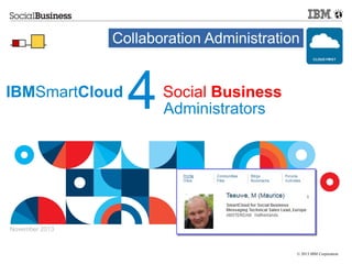 Collaboration Administration 
© 2013 IBM Corporation 
IBMSmartCloud Social Business 
November 2013 
4Administrators 
 