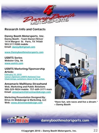 Danny Booth Motorsports Marketing Presentation 2010 2011 | PDF