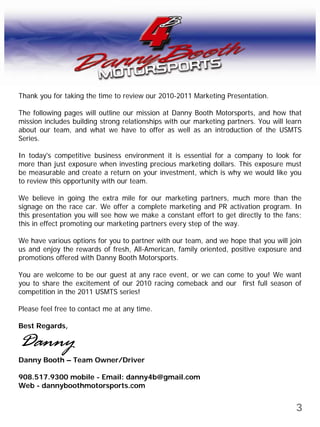 Danny Booth Motorsports Marketing Presentation 2010 2011 | PDF