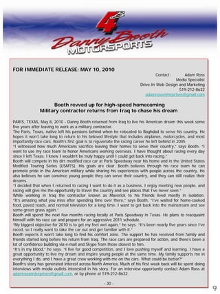 Danny Booth Motorsports Marketing Presentation 2010 2011 | PDF