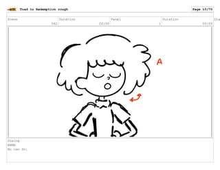 Scene
062
Duration
20:00
Panel
1
Duration
05:00
Dia
Dialog
ANNE
No can do.
Toad to Redemption rough Page 10/70
 