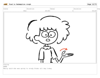 Scene
062
Duration
20:00
Panel
3
Duration
05:00
Dia
Dialog
ANNE
Marcy said she was going to study Frobo all day today
Toad to Redemption rough Page 12/70
 