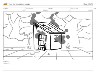 Scene
063
Duration
20:00
Panel
3
Duration
05:00
Dia
Dialog
<sizzle>
Toad to Redemption rough Page 16/70
 
