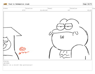 Scene
073
Duration
01:00:00
Panel
10
Duration
05:00
Dia
Dialog
JACINDA
Weevil on a stick? How provincial!
Toad to Redemption rough Page 64/70
 