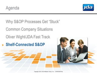 Copyright 2010 JDA Software Group, Inc. - CONFIDENTIAL
Agenda
Why S&OP Processes Get “Stuck”
Common Company Situations
Oliver Wight/JDA Fast Track
Shelf-Connected S&OP
 