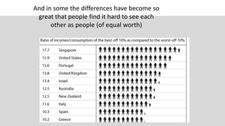 And in some the differences have become so
great that people find it hard to see each
other as people (of equal worth)
 