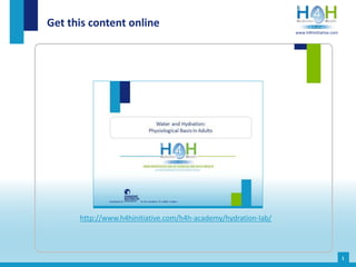 Get this content online
http://www.h4hinitiative.com/h4h-academy/hydration-lab/
www.h4hinitiative.com
1
 