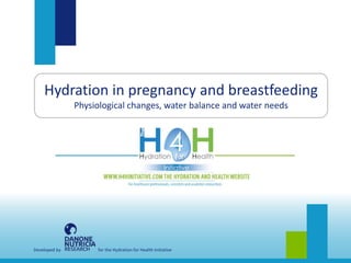 Developed by for the Hydration for Health Initiative
Hydration in pregnancy and breastfeeding
Physiological changes, water balance and water needs
 