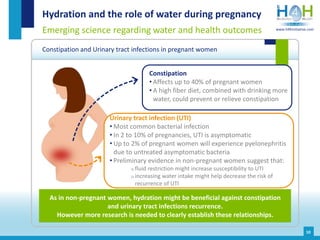 Hydration and the role of water during pregnancy
Emerging science regarding water and health outcomes
Constipation and Uri...