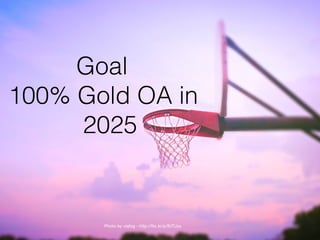Goal
100% Gold OA in  
2025
Photo by viafog - http://flic.kr/p/fbTUzo
 