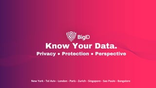 Know Your Data.
Privacy ● Protection ● Perspective
New York - Tel Aviv - London - Paris - Zurich - Singapore - Sao Paulo - Bangalore
 