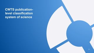 CWTS publication-
level classification
system of science
8
 