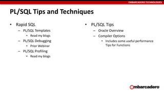 PL/SQL Tips and Techniques Webinar Presentation | PPTX | Databases ...