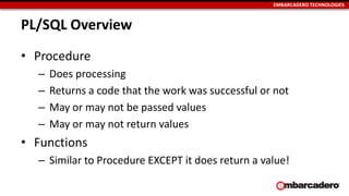 PL/SQL Tips and Techniques Webinar Presentation | PPTX | Databases ...