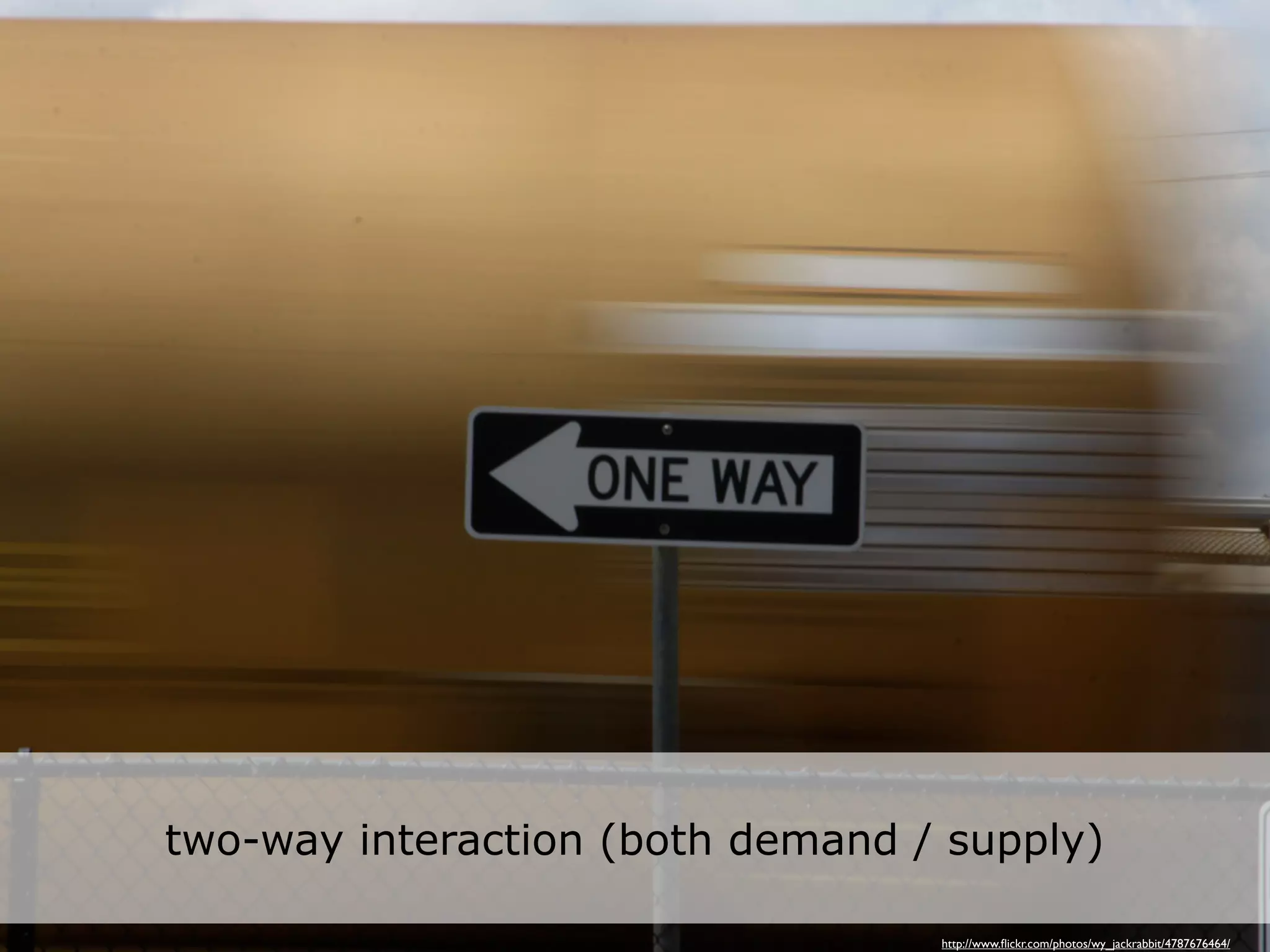 two-way interaction (both demand / supply)

                                  http://www.ﬂickr.com/photos/wy_jackrabbit/4787676464/
 