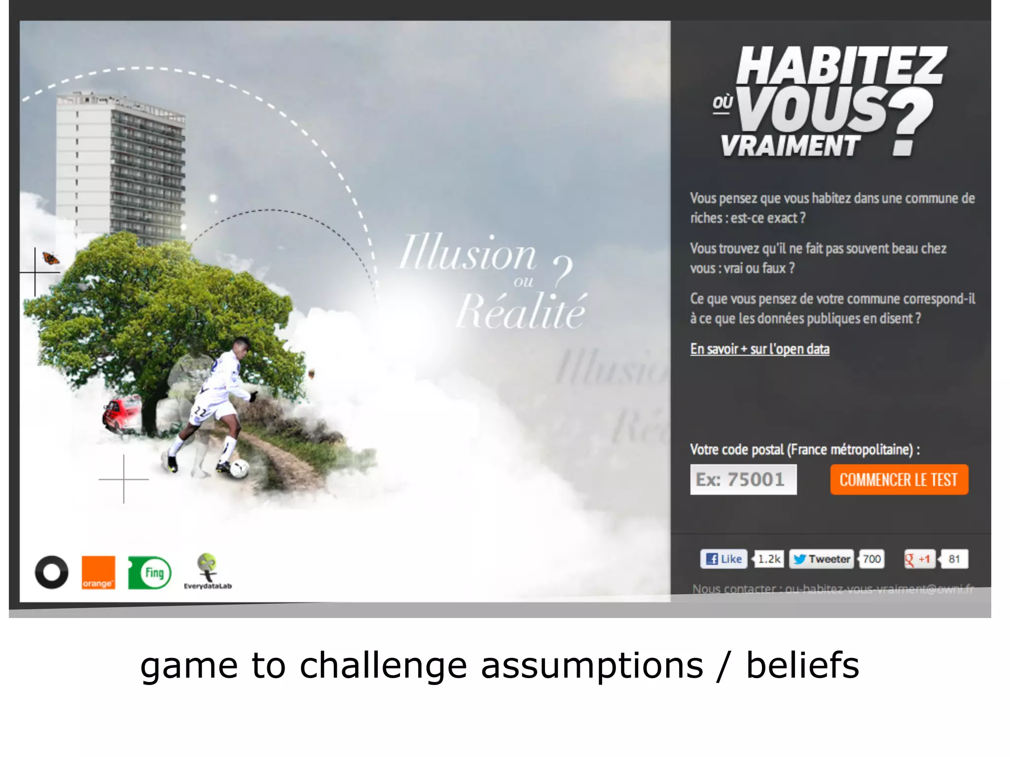 game to challenge assumptions / beliefs
 