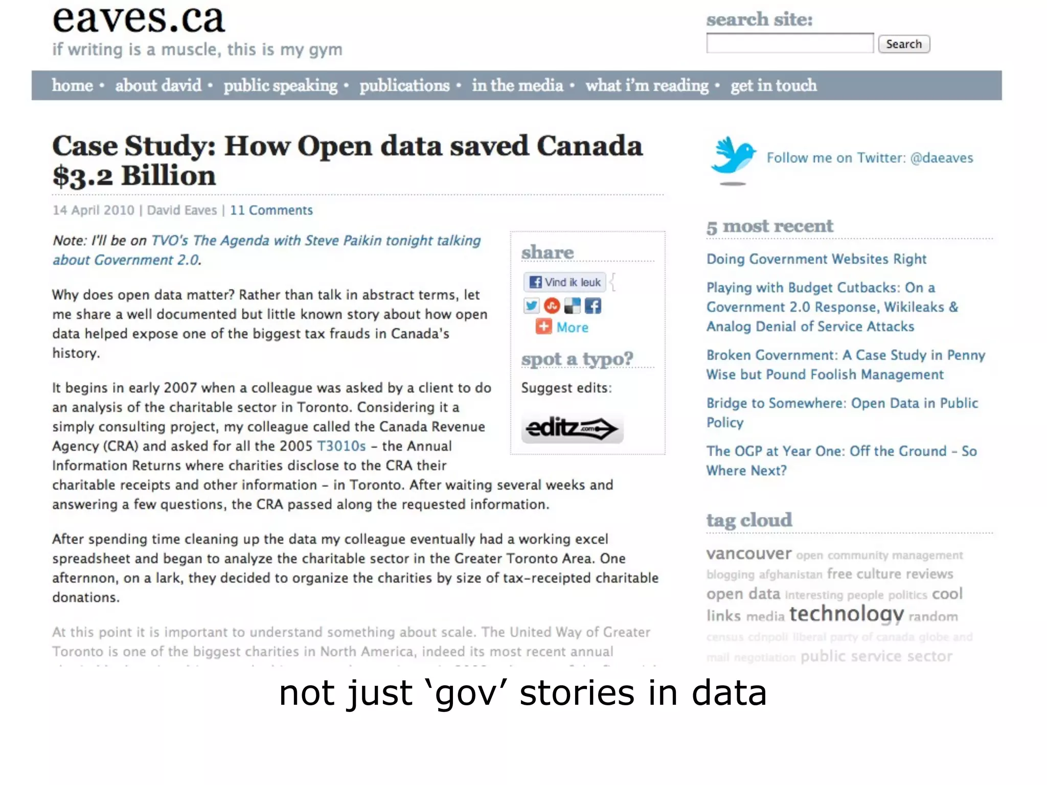 not just ‘gov’ stories in data
 