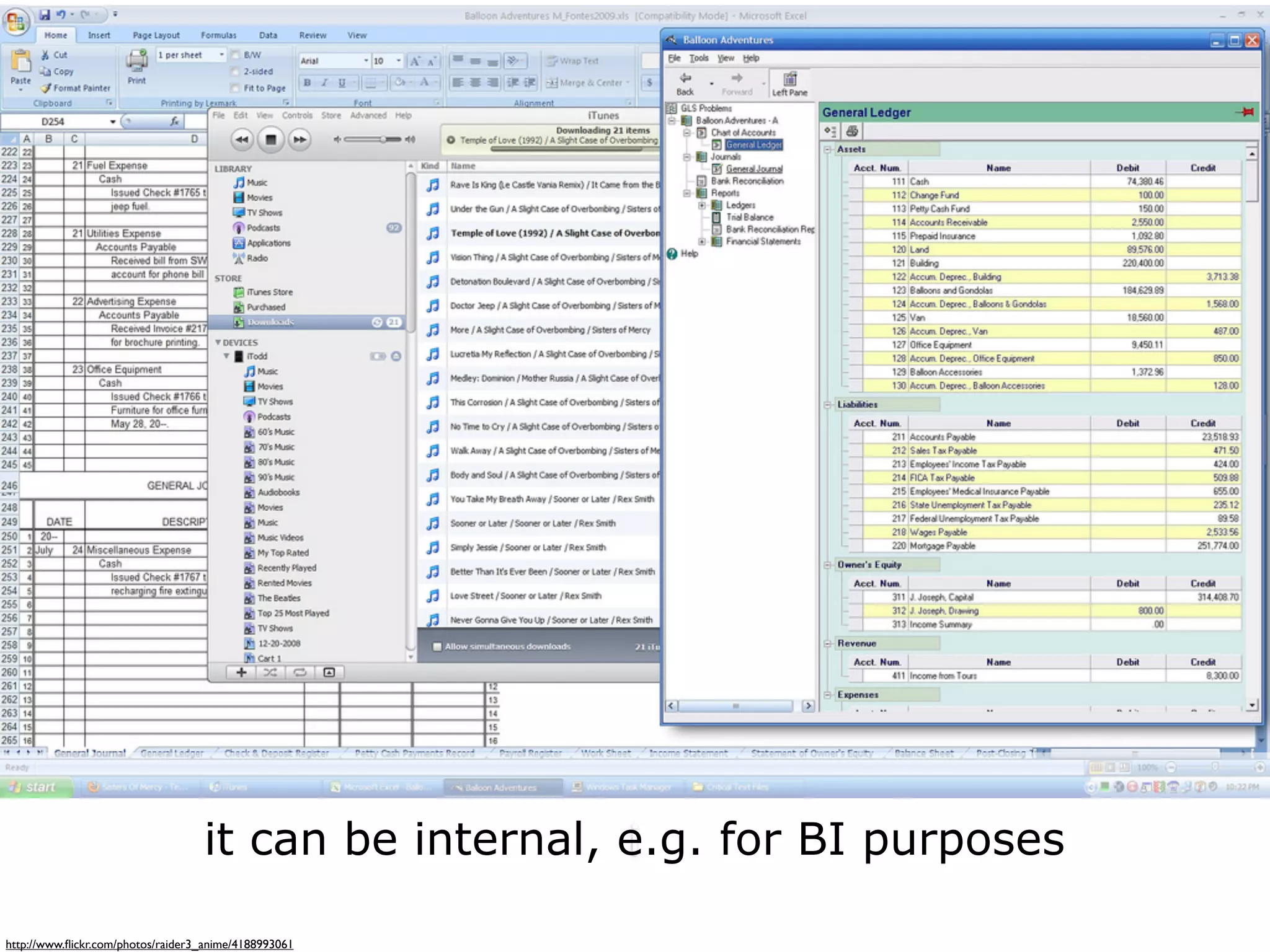 • it can be something internal (BI solution)


                                                       i
                                   it can be internal, e.g. for BI purposes

http://www.ﬂickr.com/photos/raider3_anime/4188993061
 