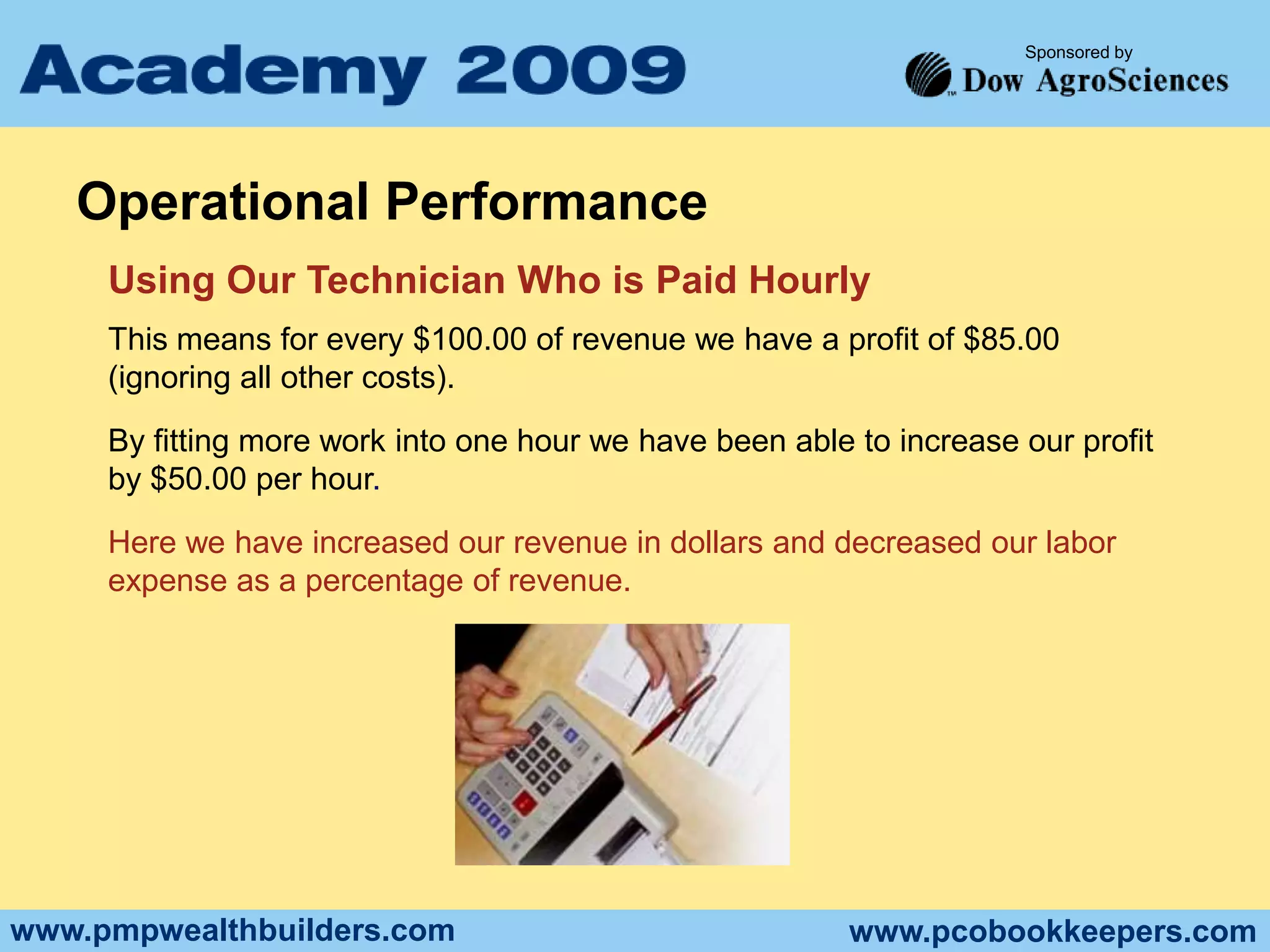 Marketing Math for the PCO     PRICEPricing is  extremely important.You need  to price for profit. Remember our discussion on Breakeven Analysis…Understand how high the bar isthat you are trying to reach!