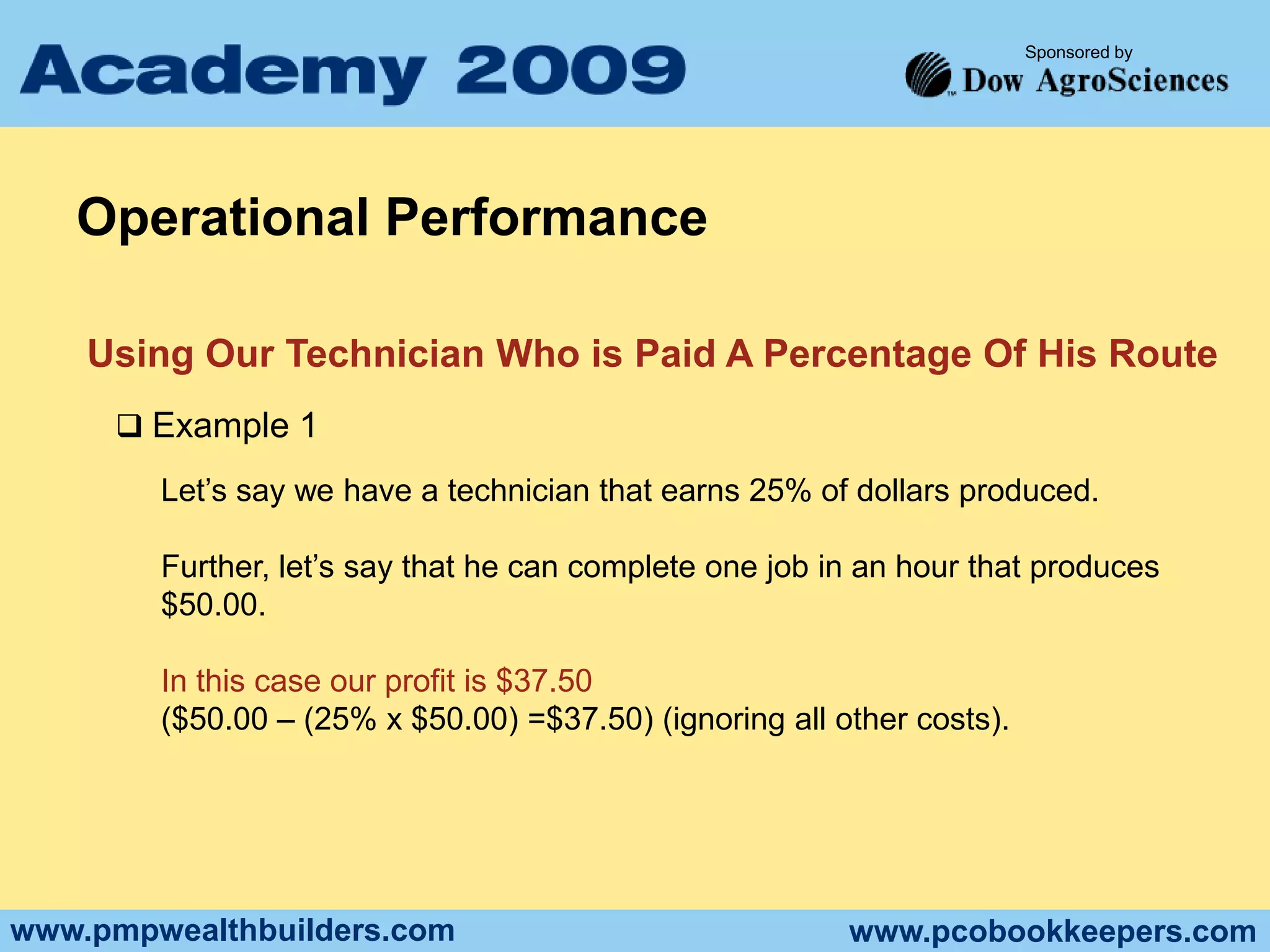 Marketing Math for the PCO     PLACEService Area Defined -  In designing our business we need to define our service area.  Again, if you go outside of your service area, you need to charge a lot more money in order to account for the travel time.The most profitable pest control companies have very well defined service areas.  In fact, each office has sub service areas for each route.  Sound routing methodology needs to be employed.At this point we should note that you should have well-defined  service areas that you will not breach.