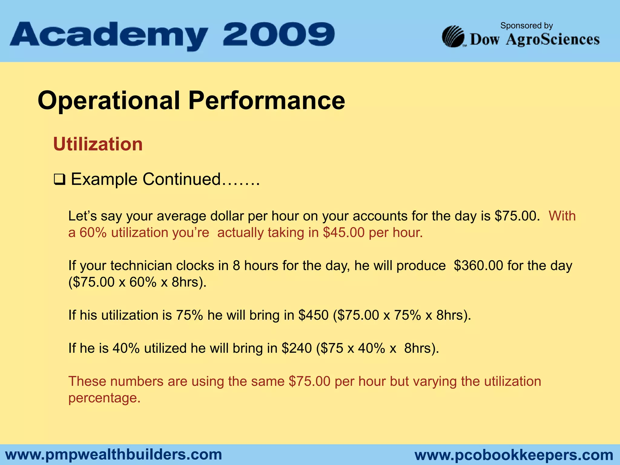 Sales PerformanceWhat are the important data points:  Number of leads received