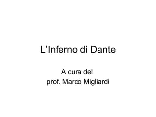 L’Inferno di Dante A cura del  prof. Marco Migliardi 