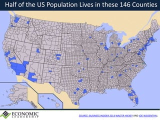Half of the US Population Lives in these 146 Counties
SOURCE: BUSINESS INSIDER 2013 WALTER HICKEY AND JOE WEISENTHAL
 