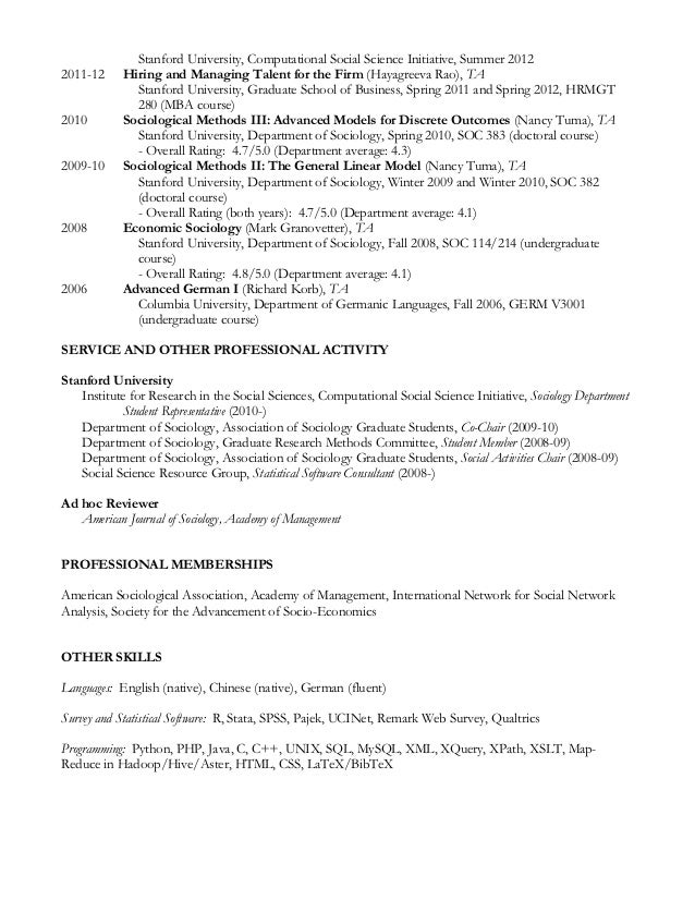 stanford resume template