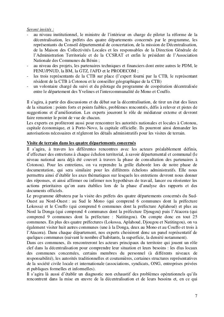 Document d'Appel d'offre de la Coopération Technique Belge - Appui à