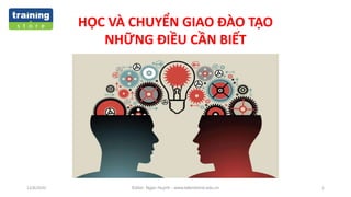 12/8/2020 Editor: Ngan Huynh - www.talentmind.edu.vn 1
HỌC VÀ CHUYỂN GIAO ĐÀO TẠO
NHỮNG ĐIỀU CẦN BIẾT
 