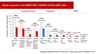 Diabetes Metab Res Rev. 2019;e3171. https://doi.org/10.1002/dmrr.3171
Renal outcomes in the EMPA‐REG, CANVAS & DECLARE trials
 