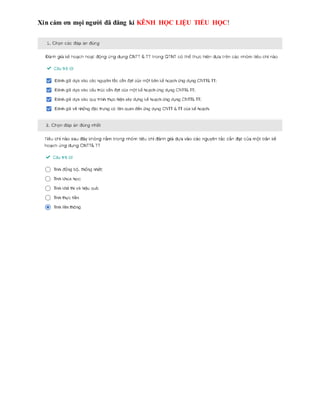 Xin cám ơn mọi người đã đăng kí KÊNH HỌC LIỆU TIỂU HỌC!
 