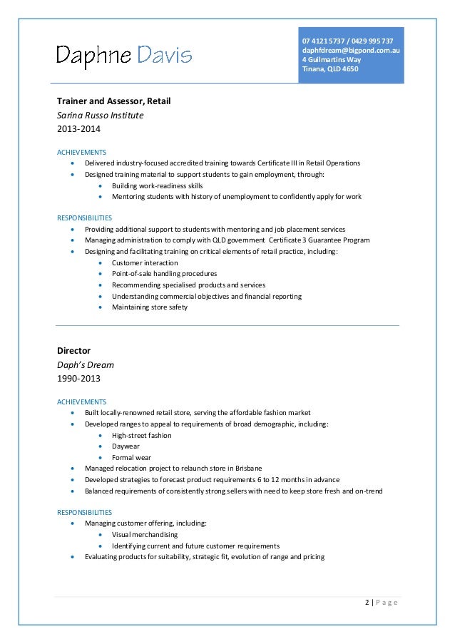 resume of trainer