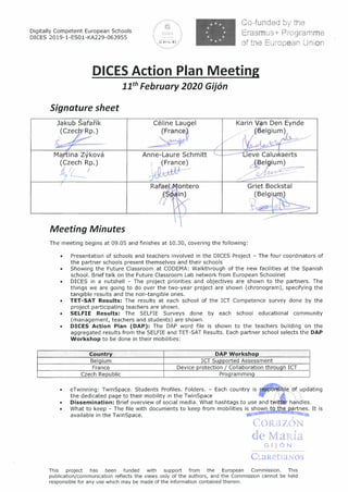 DICES - DAP Meeting Minutes and Signature List
