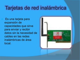 Partes de la red inalámbrica1.- Conector para la ranura2.- Tarjeta3.- Placa de sujeción4.- Antena receptora