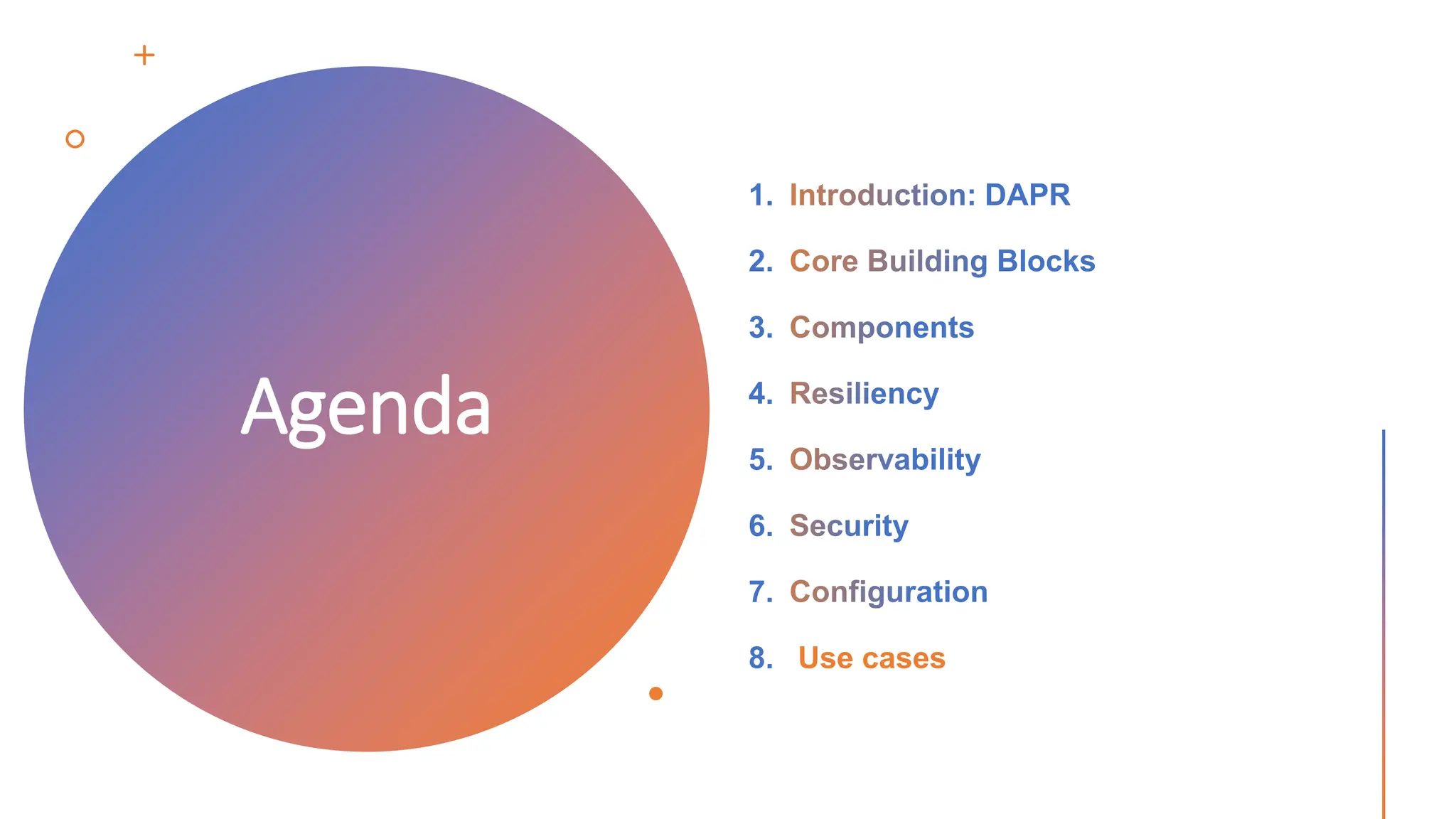 Agenda
1.
2.
3.
4.
5.
6.
7.
8. Use cases
 