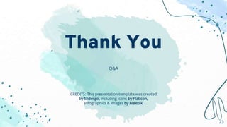 CREDITS: This presentation template was created
by Slidesgo, including icons by Flaticon,
infographics & images by Freepik
Thank You
Q&A
23
23
 