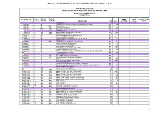 esquema presupuesto de obra