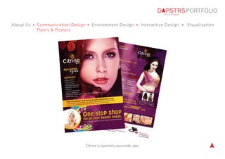 PORTFOLIO 
About Us Communication Design Environment Design Visualisation 
Flyers & Posters 
Interactive Design 
Citrine i...